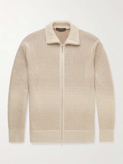 Ribbed Cashmere and Wool-Blend Zip-Up Cardigan