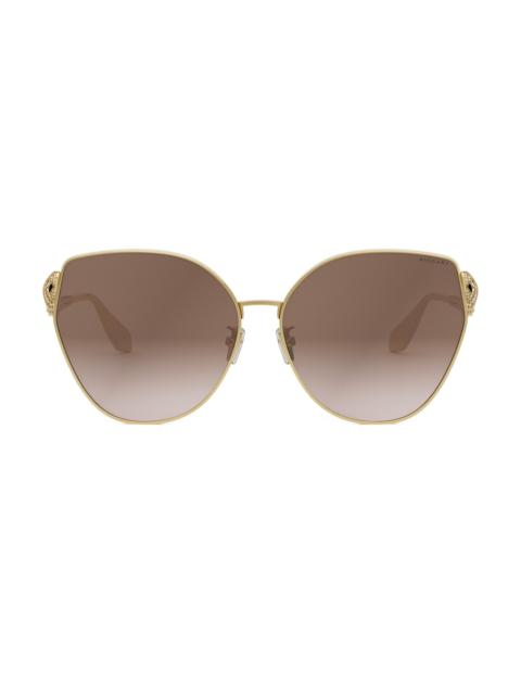 BVLGARI Women's Serpenti 63MM Butterfly Sunglasses - Gold Light Brown Gradient