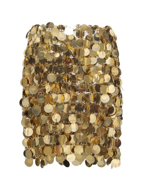 ミニスカート Rabanne JUPE MINI MESH PRINTED RECTO VERSO Rabanne Jupe Mini Mesh Printed Recto Verso Clothing In Gold
