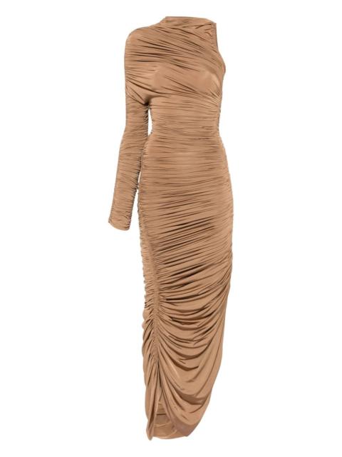 MUGLER asymmetric ruched maxi dress