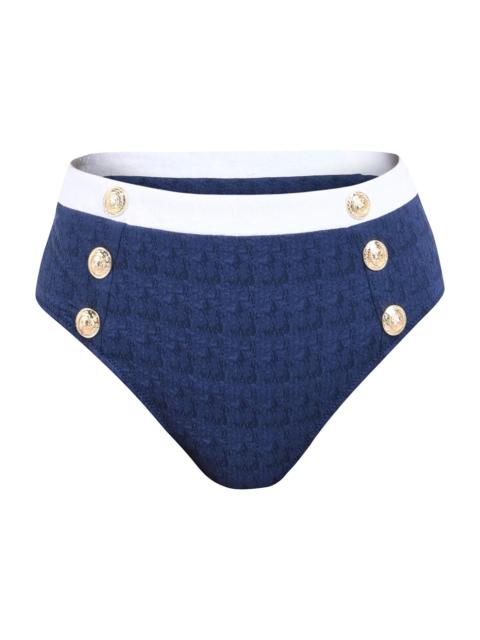 L'AGENCE Women's Colorblock Chic Vanessa High-Waisted Bikini Bottom - Marine