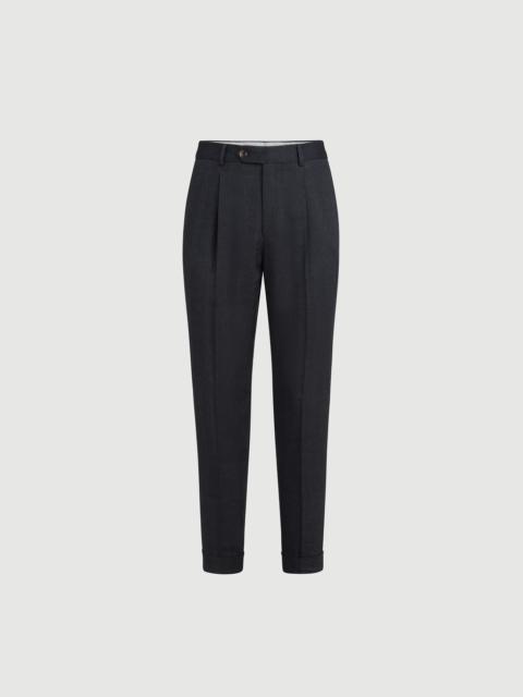 Brunello Cucinelli Linen and virgin wool chevron trousers with pleat
