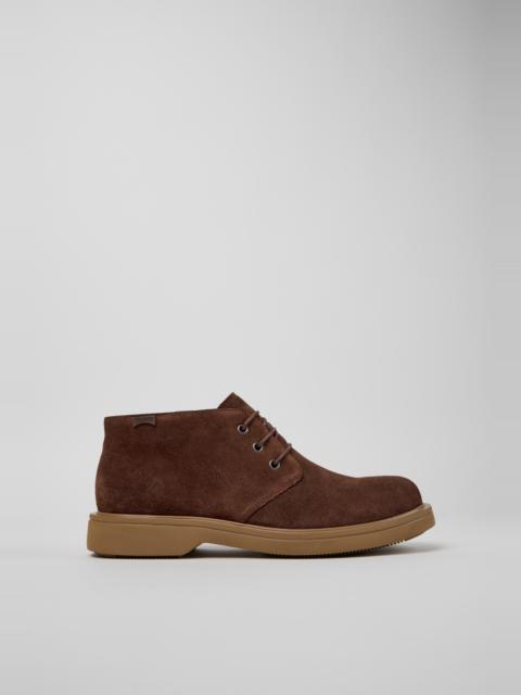CAMPER Norman Brown Suede Ankle Boots for Men.