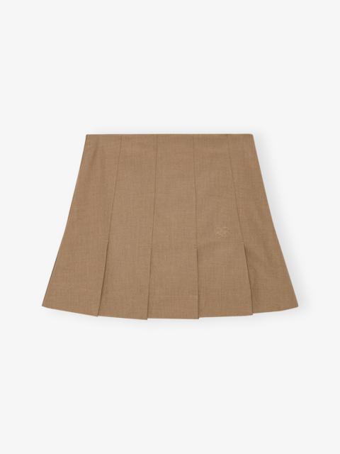 GANNI BROWN DRAPEY MELANGE MINI SKIRT