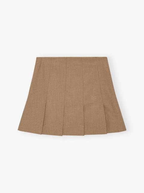 BROWN DRAPEY MELANGE MINI SKIRT