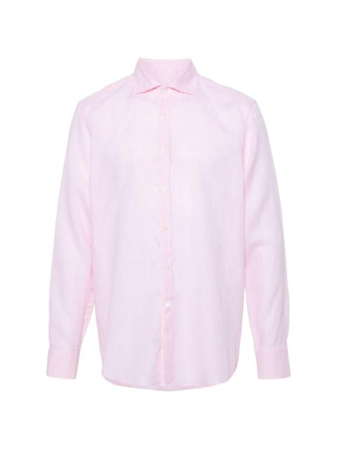 Canali spread-collar linen shirt