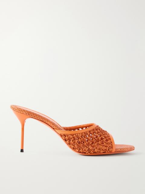 PARIS TEXAS Lidia Leather-trimmed Straw Mules