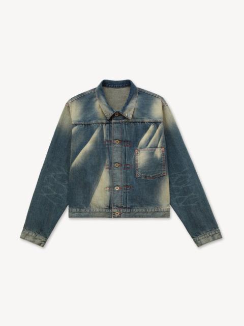 KENZO Pleated trucker jacket in japanese denim