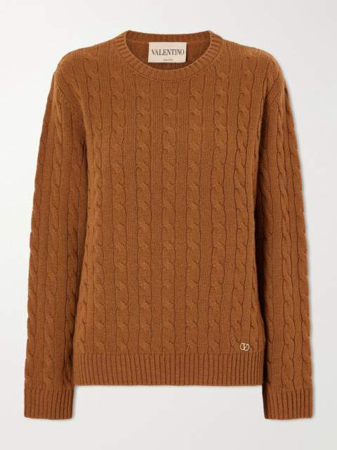 Valentino Cable-knit cashmere sweater Brown