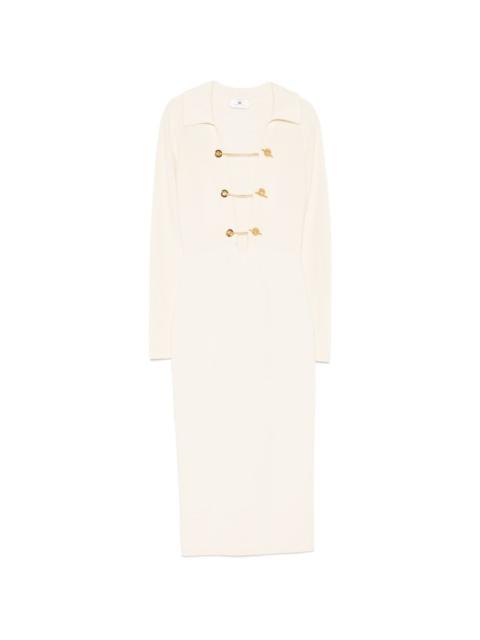 ELISABETTA FRANCHI gold-tone chain-link detail midi dress