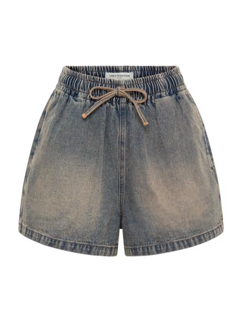 ONE TEASPOON Boxer Low Waist Denim Shorts - Island Blue