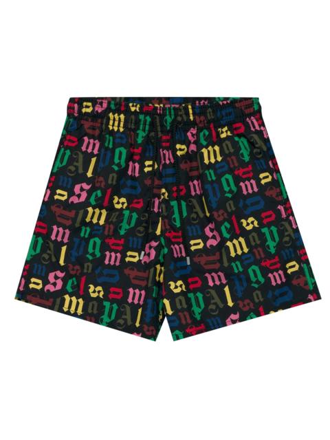 Palm Angels Palm Angels x Vilebrequin All Over Logo Swimshorts 'Black/Multicolor'