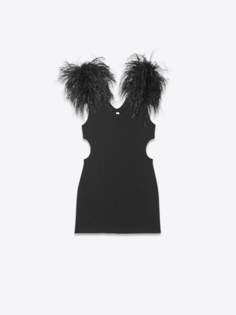 mini dress in wool and feathers