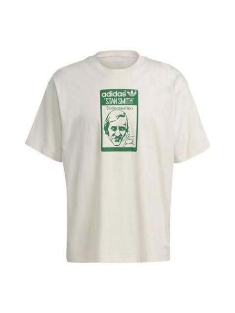 adidas adidas originals Tongue Stan Tee Printing Sports Short Sleeve Creamy White GQ8873