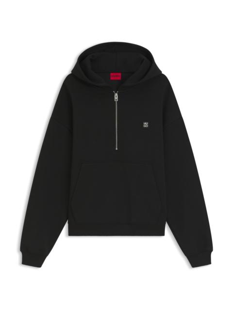 HUGO ZIPPER NECK HOODIE IN A STRUCTURED COTTON BLEND