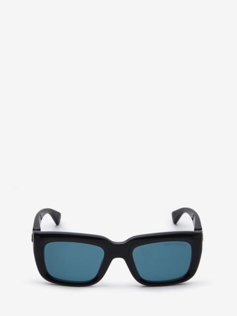 Alexander McQueen Men's Floating Skull Rectangular Sunglasses in Black/blue