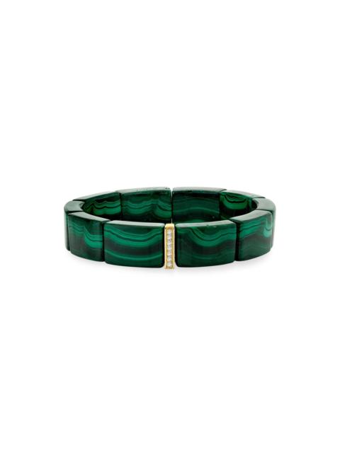 SYDNEY EVAN Women's 14K Yellow Gold, 0.08 TCW Diamond & Malachite Bead Stretch Bracelet - Yellow Gold