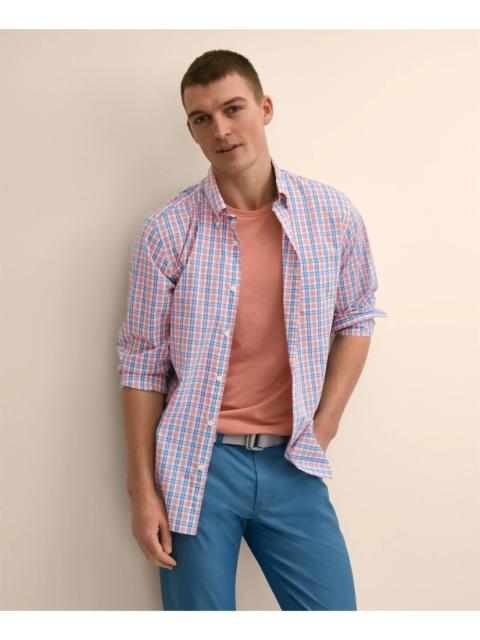 Brooks Brothers Performance Series Stretch Polo Button-Down Collar, Check Sport Shirt