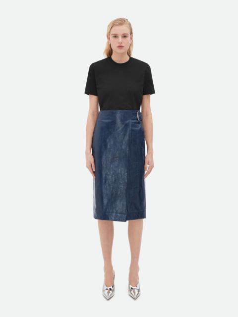 Bottega Veneta Embossed Leather Midi Skirt