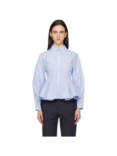 Blue Stripe Peplum Shirt