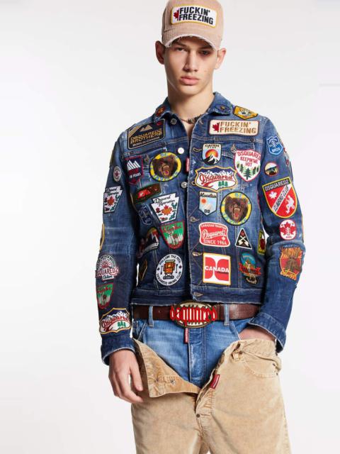 DSQUARED2 DARK WHITE SPRINKLE WASH DAN JEAN JACKET