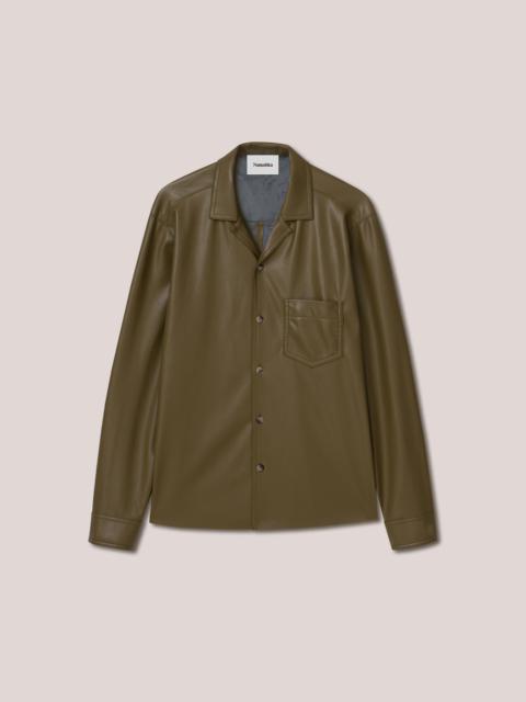 Nanushka MENO - Vegan leather long-sleeve shirt - Olive