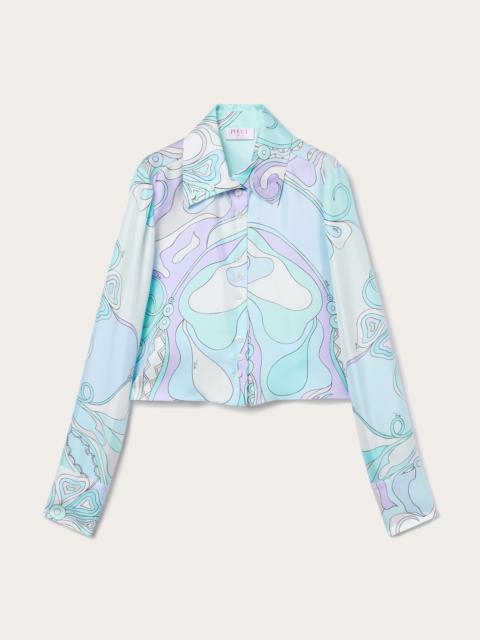 PUCCI ORCHIDEE PRINT CROPPED SILK SHIRT
