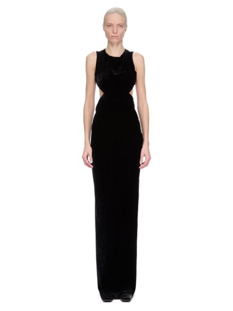 Rick Owens Twisted open-back cutout velvet gown Black