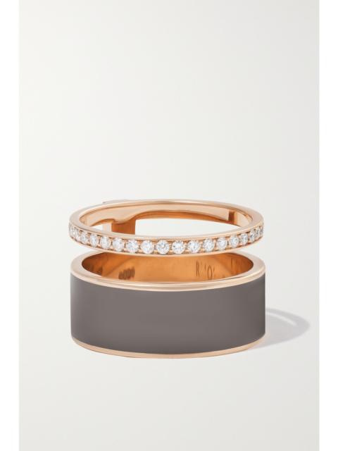 REPOSSI Berbere 18-karat rose gold, lacquer and diamond ring Taupe