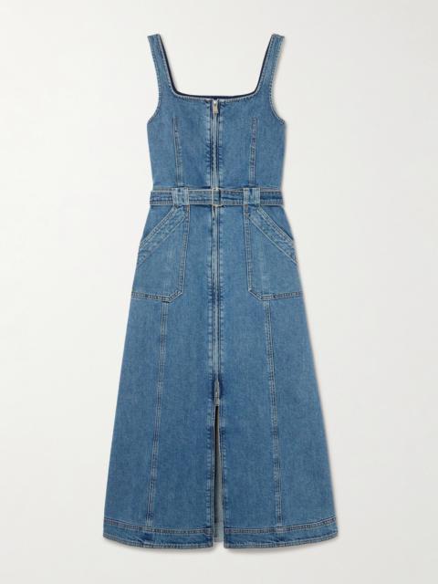 SIMKHAI Manson Belted Denim Midi Dress