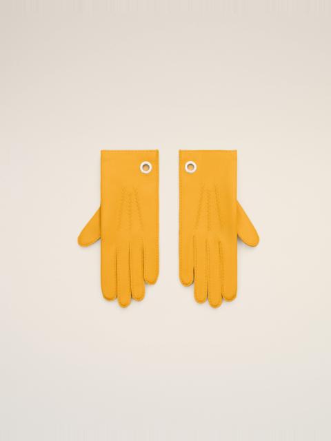 AMI Paris YELLOW GRAINED LEATHER GLOVES