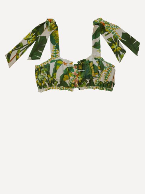 FARM RIO Tropical Forest Off-White Knot Crop-Top