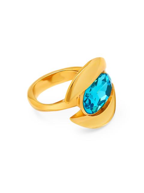 Oscar de la Renta Women's 24K-Gold-Plated Brass & Glass Crystal Oval Ring - Light Sapphire