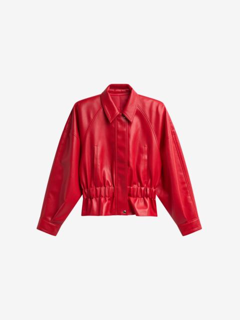 The Frankie Shop Kalsta Faux Leather Peplum Jacket - Red