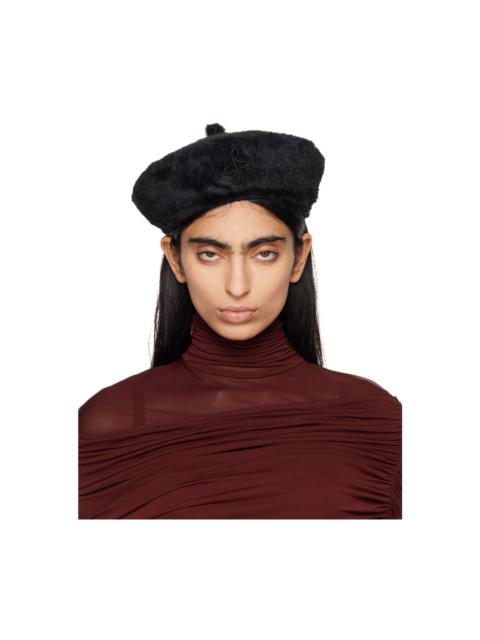 RUSLAN BAGINSKIY Black Monogram-Embellished Beret