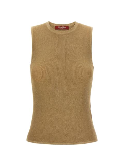 Max Mara ribbed metallic-finish top