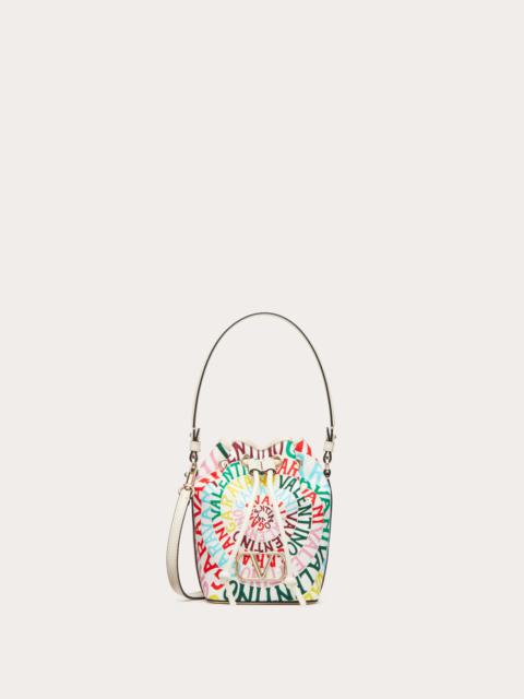Valentino MINI VALENTINO GARAVANI ESCAPE BUCKET BAG IN CANVAS WITH VALENTINO GARAVANI LOOP PRINT