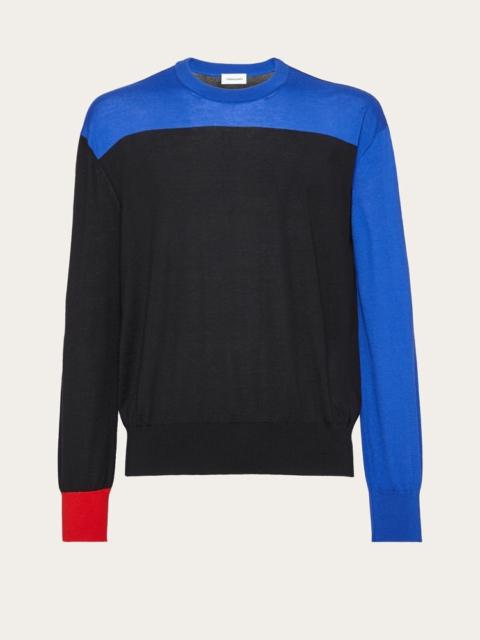 FERRAGAMO COLOR BLOCK NECK SWEATER