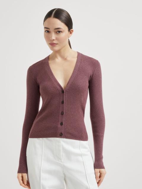Brunello Cucinelli Sparkling cashmere lightweight rib cardigan