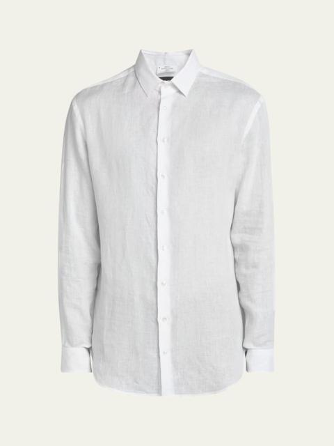 GIORGIO ARMANI Men's Classic Solid Linen Sport Shirt