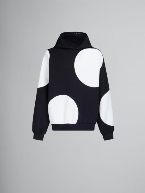 Marni BLACK BIO COTTON HOODIE WITH MAXI POLKA DOTS