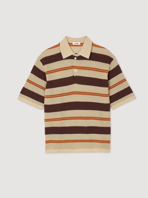 Sandro STRIPED KNIT POLO SHIRT