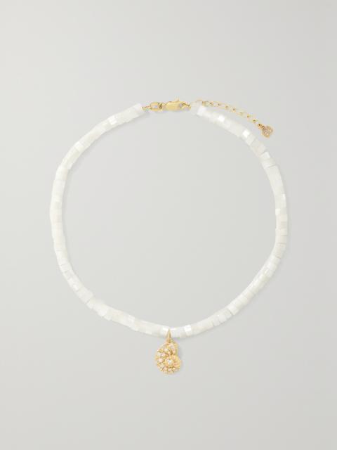 SYDNEY EVAN 14-karat Gold, Mother-of-pearl And Diamond Anklet