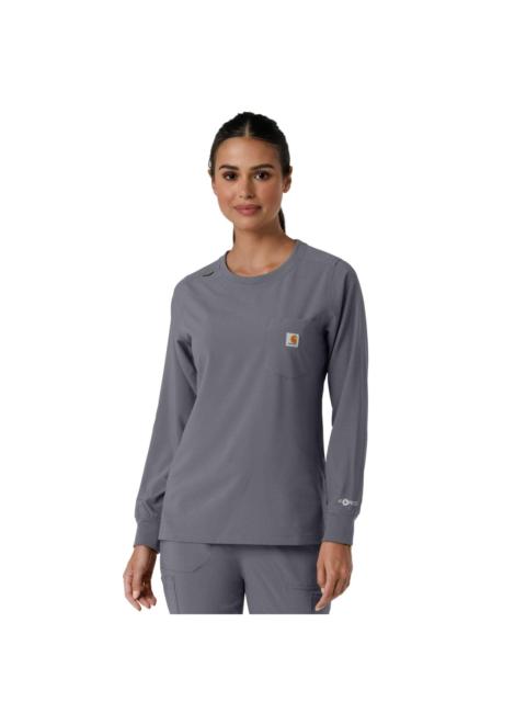 Carhartt Women's Force Cross-Flex Crew Neck Long Sleeve Scrub Top