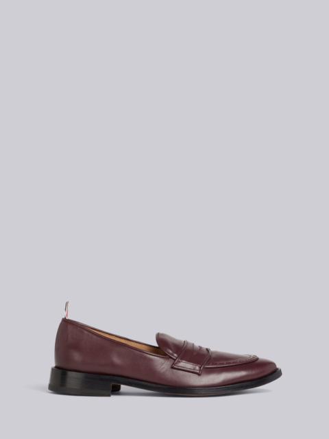 Thom Browne Burgundy Vitello Calf Leather Flexible Leather Sole Soft Penny Loafer