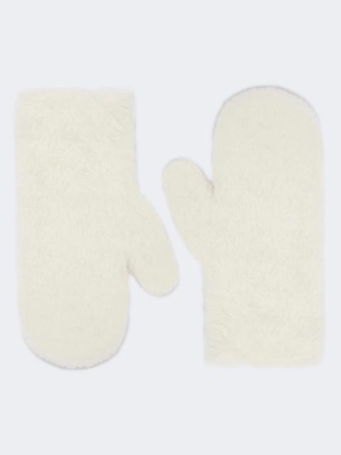 Max Mara Mittens in alpaca and wool Teddy fabric - OPTICAL WHITE