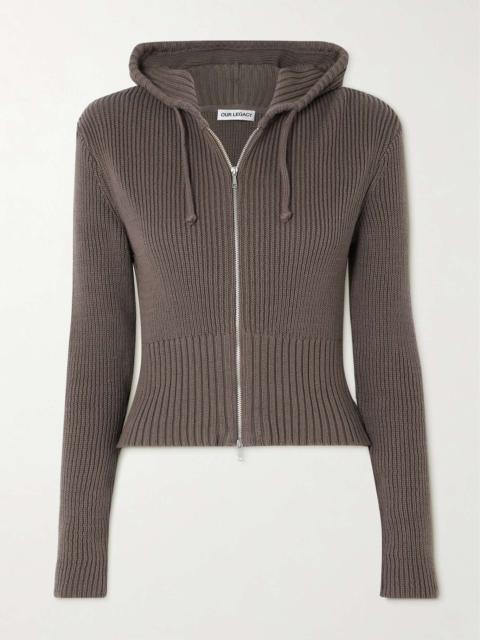 Our Legacy Ribbed cotton and cashmere-blend hoodie