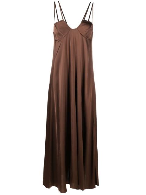 AERON U-neck satin maxi dress
