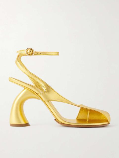 Cutout metallic leather pumps