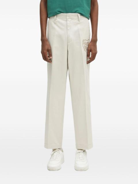 Human Made heart-embroidered pleated trousers